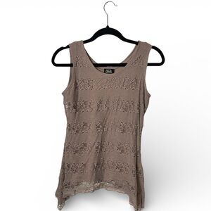 Lace Sleeveless Top - Brown